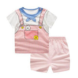 Casual Toddler Sports Clothes Plaid Tee  T Shirts + Shorts