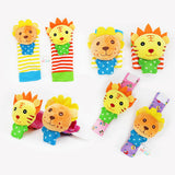 Lion Elephant Animal Hand Rattle And Foot Socks 0-24 Months