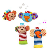 Lion Elephant Animal Hand Rattle And Foot Socks 0-24 Months