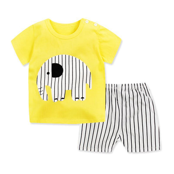 Yellow Srtiped Summer Baby Boy Sets Baby Girl Sets