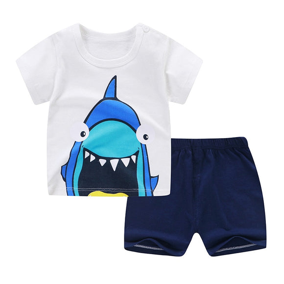Cartoon Animals Summer Clothes The Shark Baby Boy Clothing Sets