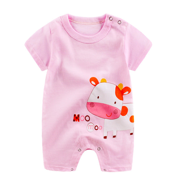 Pink Lovely Cartoon Summer Baby Boy Sets Baby Girl Sets