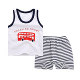 Cartoon Red Bus Summer Baby Boy Sets Baby Girl