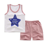 Cartoon Red Bus Summer Baby Boy Sets Baby Girl